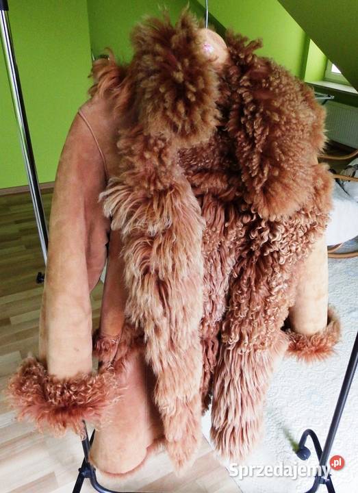 Nowy skórzany kożuch damski z kapturem rozmiar L mazowieckie sprzedam