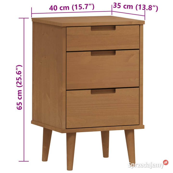 Szafka nocna MOLDE brązowa 40x35x65 lite drewno Warszawa
