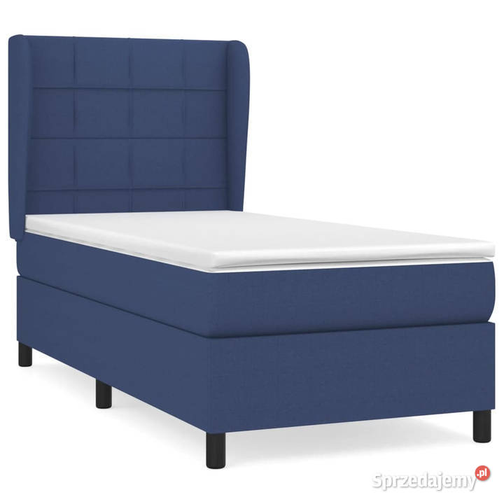 Łóżko kontynentalne z materacem niebieskie 128cm sprzedam