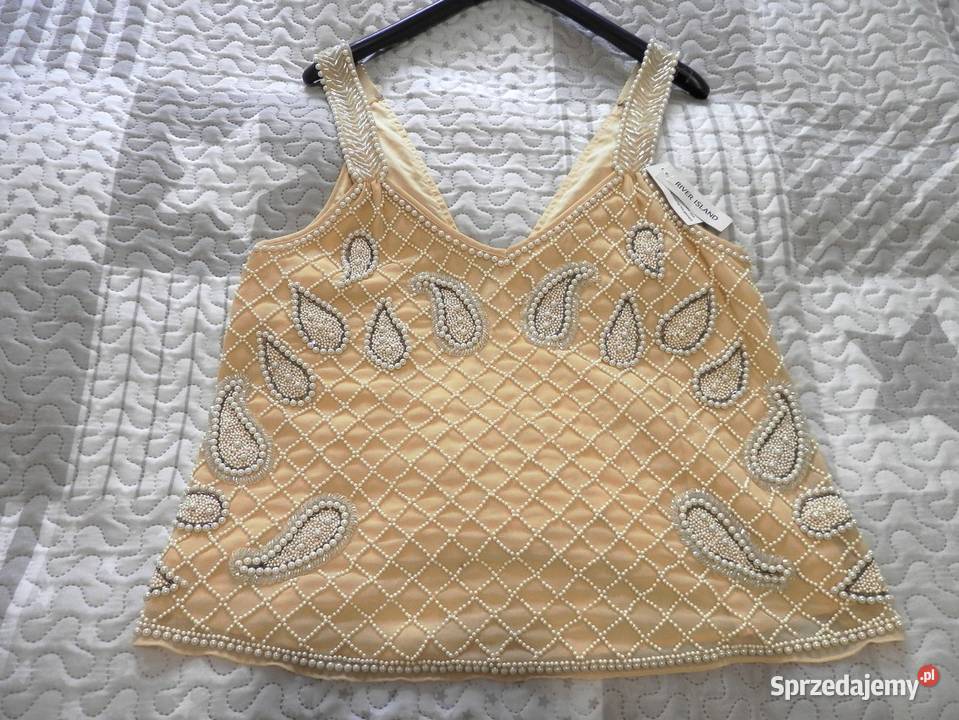 Bluzka Wieczorowa Imprezowa Balowa Kremowa brązowy/beżowy podlaskie Łomża sprzedam