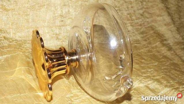 Szklana patera z piękną złotą metalową podstawą Inowrocław