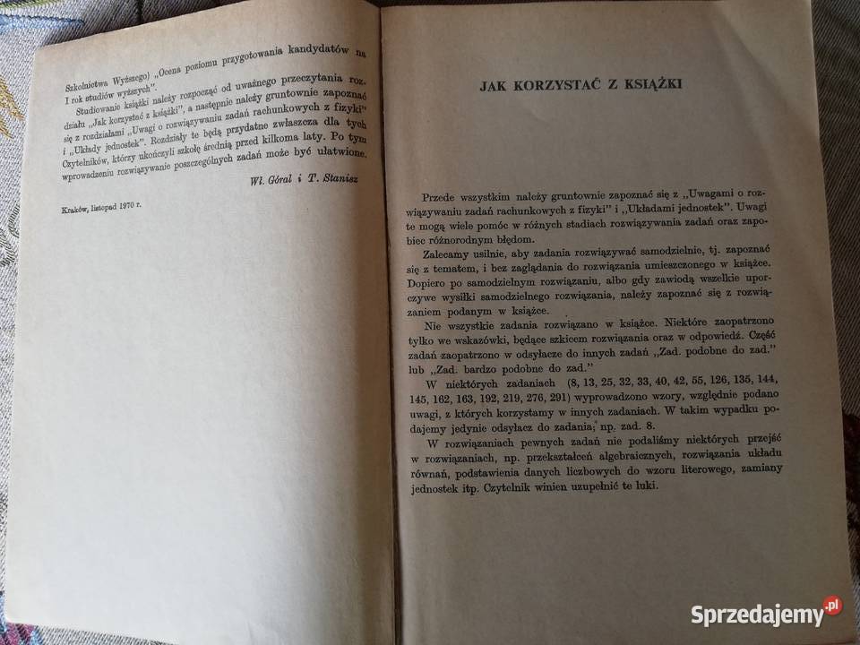 Tematy egzaminów wstępnych z fizyki WGóral Rok wydania 1974 małopolskie Kraków
