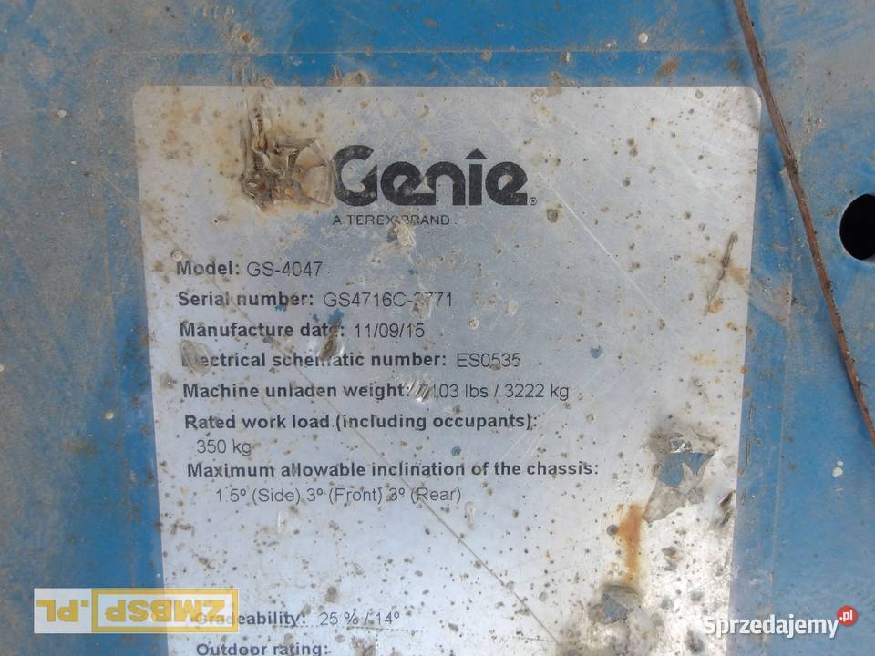Podnośnik nożycowy zwyżka 14m Genie GS4047 Rok produkcji 2015 wielkopolskie
