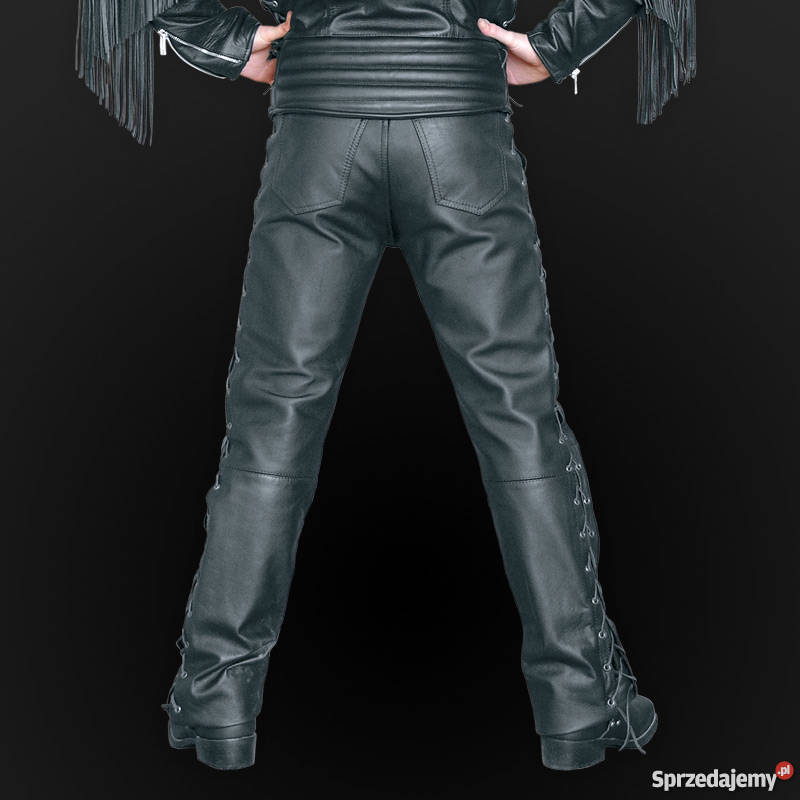 CZARNE SPODNIE SKÓRZANE ROZMIAR M ROZMIAR 48