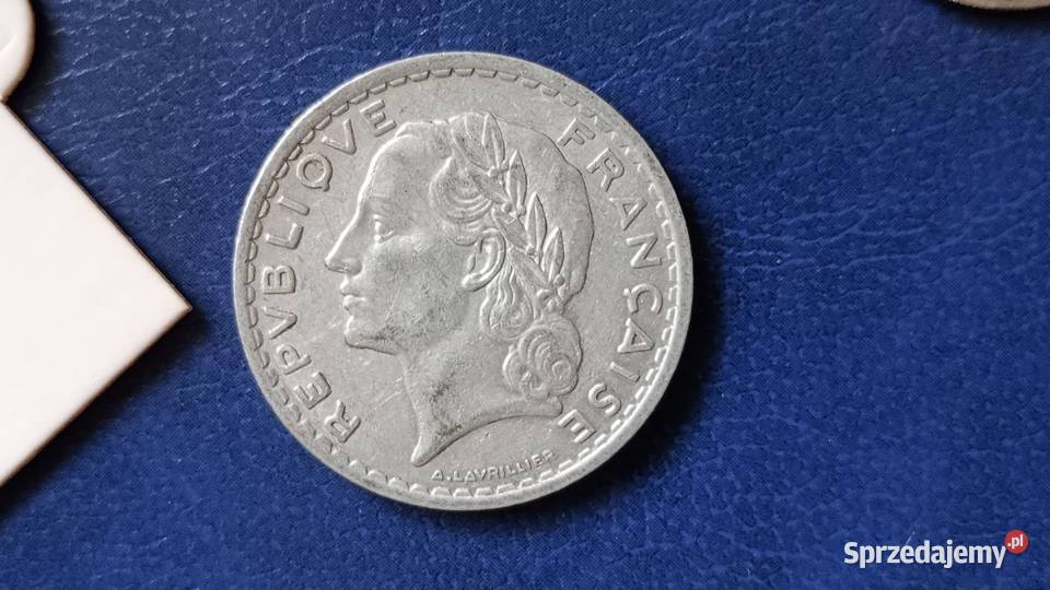 Stare monety 5 frank 1949 Francja Lesko