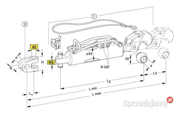 Łącznik górny hydrauliczny hak z kulą kat2 63 mm Rolnictwo Kamionna sprzedam