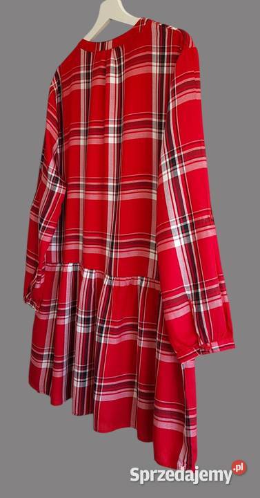 Damska koszula czerwona kratkę z długim rękawem Bluzki i koszule Chrzanów