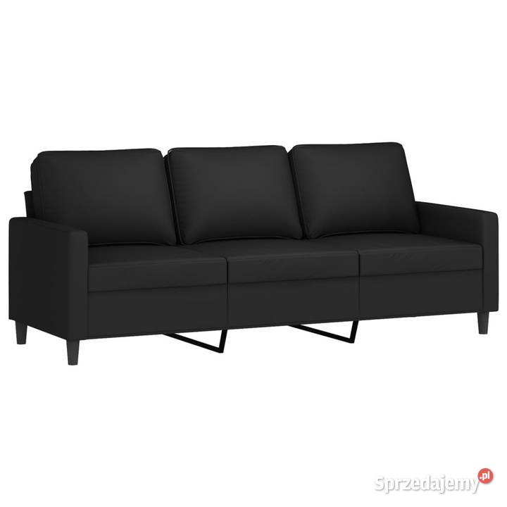 3osobowa sofa z podnóżkiem czarna 180 aksamit Warszawa
