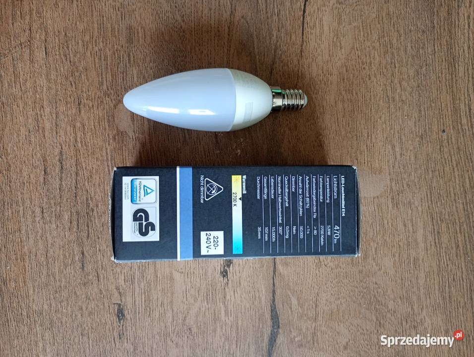 LED E14 58W 40W 470 lumen 2700K klasa A firmy Szczecin