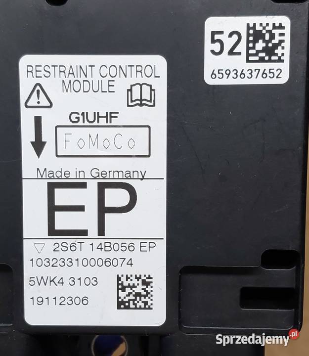 MODUŁ SENSOR AIRBAG MAZDA 2 DY 2S6T14B056EP Mielęcin