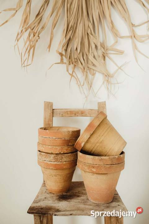 Stare piękne gliniane doniczki rustykalne 3 Wrocław