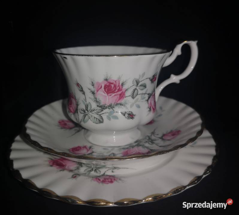 Filiżanka z talerzykiem deserowym róże Anglia pomorskie Gdańsk