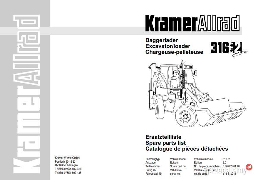 Katalog części Koparko-ładowarka Kramer 316 316 S