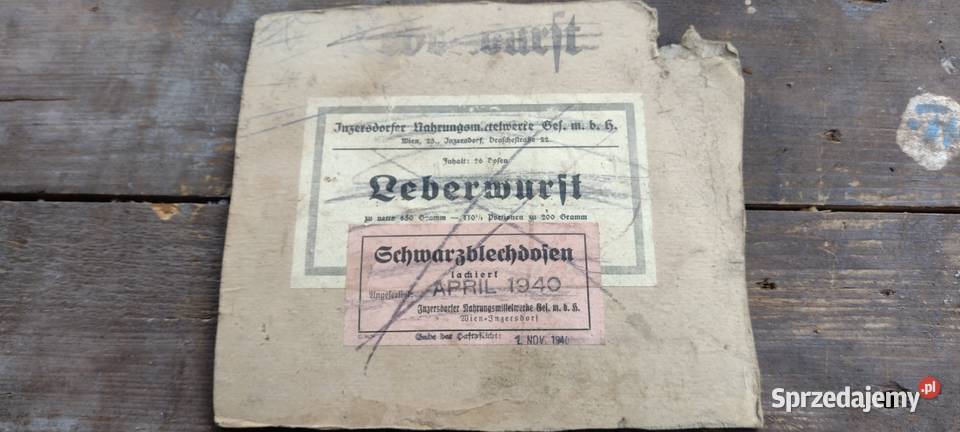 Etykieta leberwurft  1940 rok Wiedeń 25Jungersdorf pasztetow