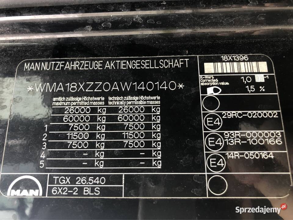 Ciągnik siodłowy Man 540 3osiowy naczepa Gdańsk