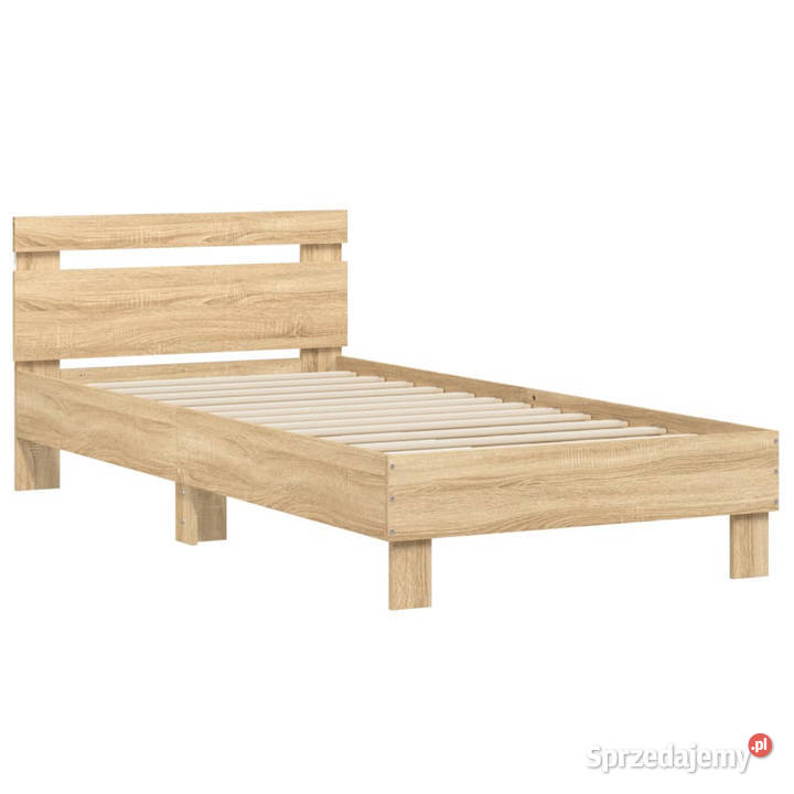 Rama łóżka z wezgłowiem i LED dąb sonoma 90x200 Łóżka mazowieckie Warszawa sprzedam