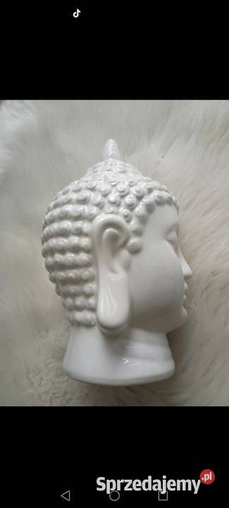 Głowa buddy rzeźba ceramiczna biała