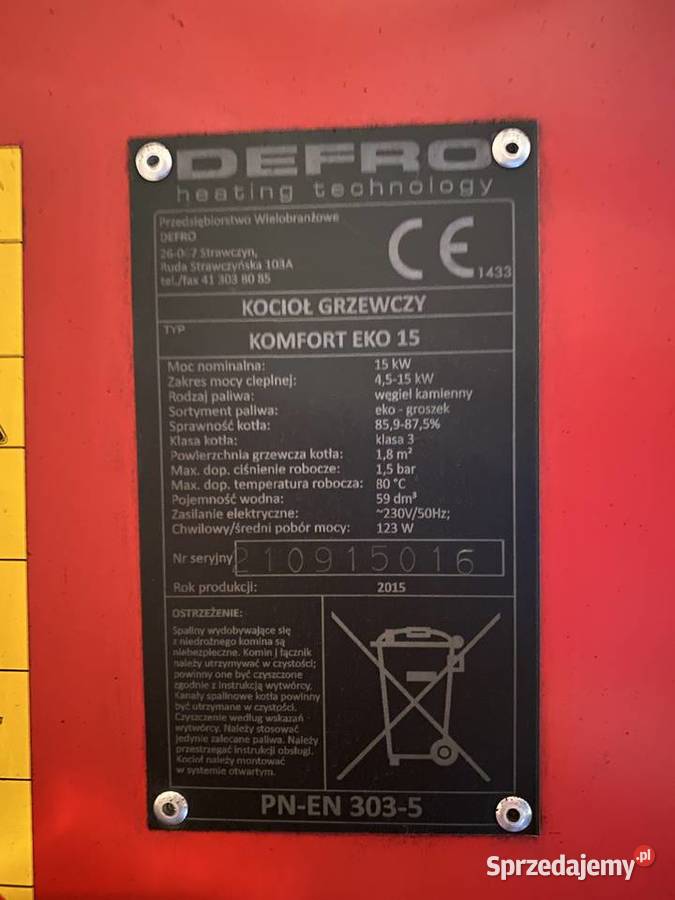 Piec Defro KOMFORT EKO 15 dolnośląskie sprzedam