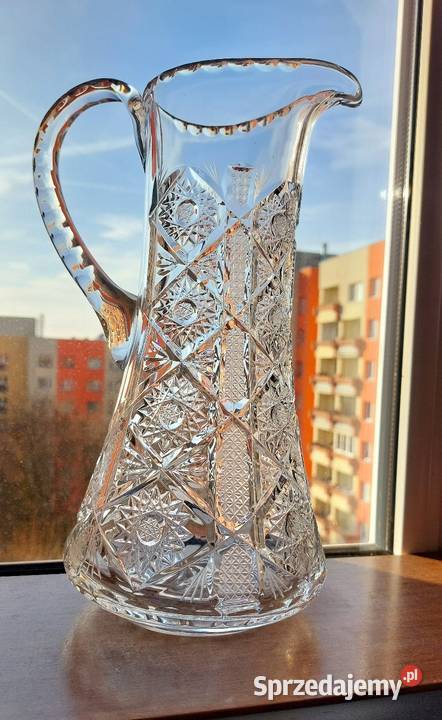 Piękny duży dzbanek kryształowy PRL dolnośląskie