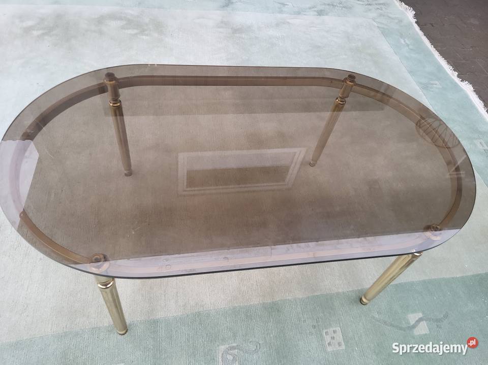 Ława mosiężna z szybą stolik kawowy Sypniewo