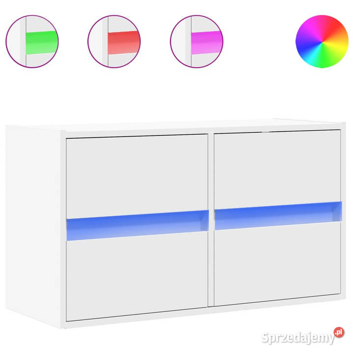 Ścienna szafka TV z LED biała 80x31x45 WM852285 RTV mazowieckie Warszawa
