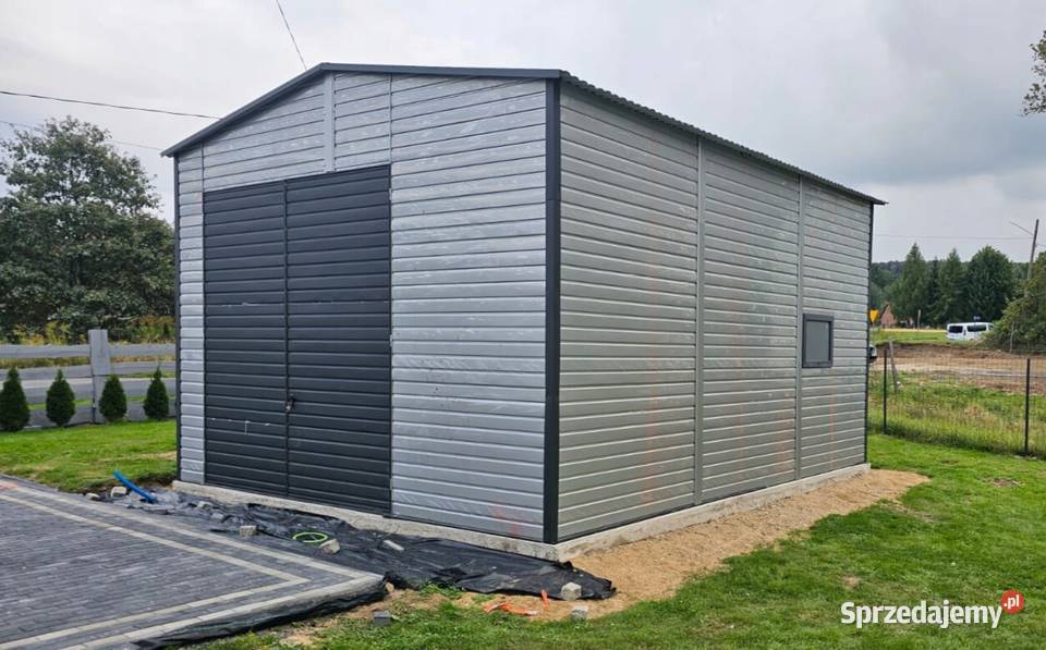 Garaż blaszany 53x64 szary antracyt dwuspadowy małopolskie Jodłownik