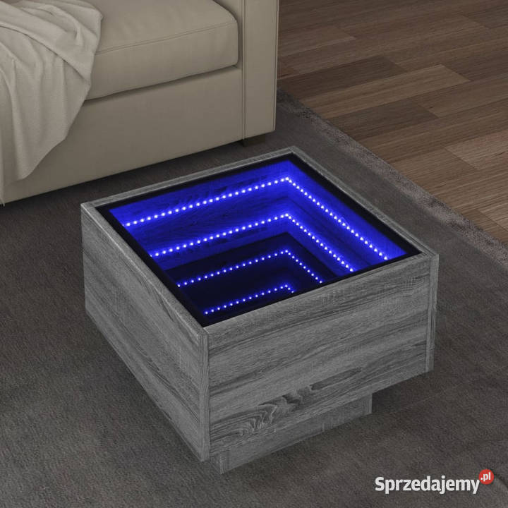 Stolik boczny z LED szary dąb sonoma 40x40x30 Warszawa
