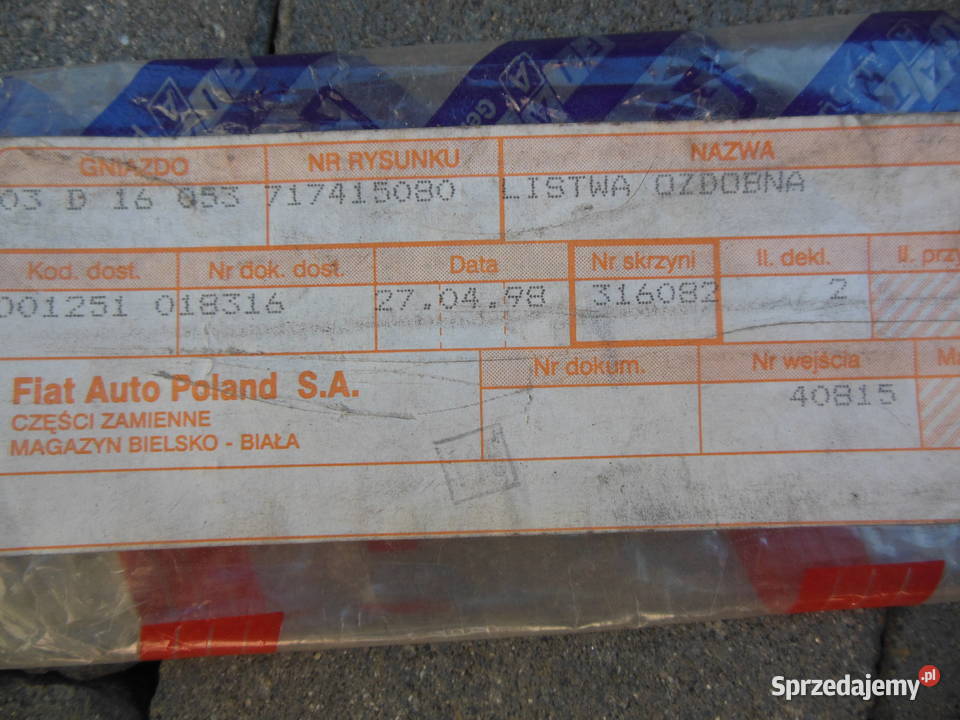 Listwa drzwiowa przednia lewa do FIAT PUNTO 14 Kozy