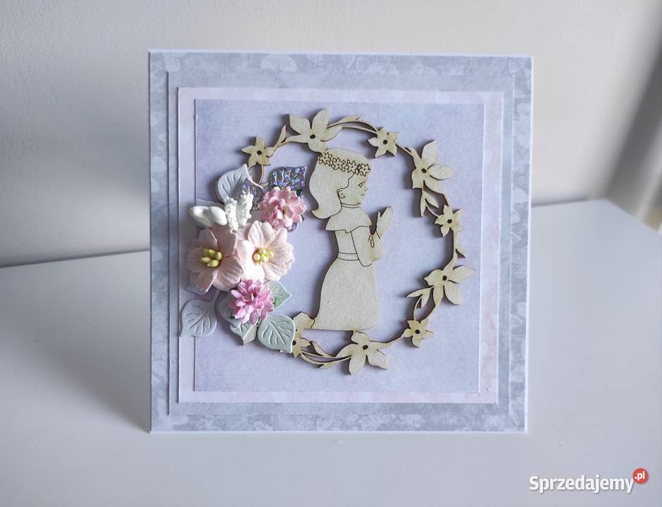 Kartka ręcznie robiona Komunia Święta z łódzkie Łódź