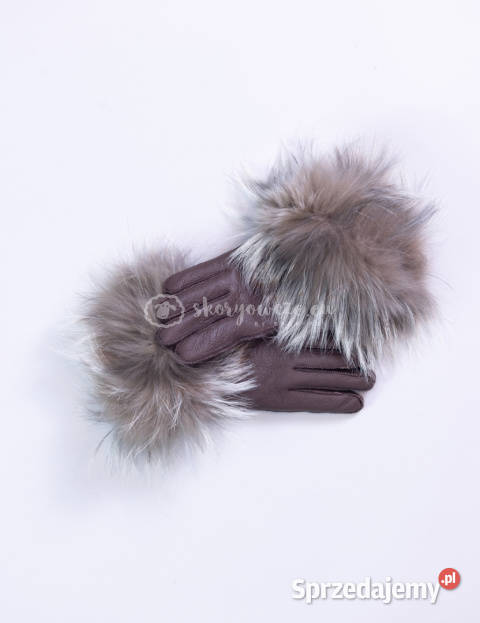 Brązowo czekoladowe rękawiczki damskie skórzane Pozostałe