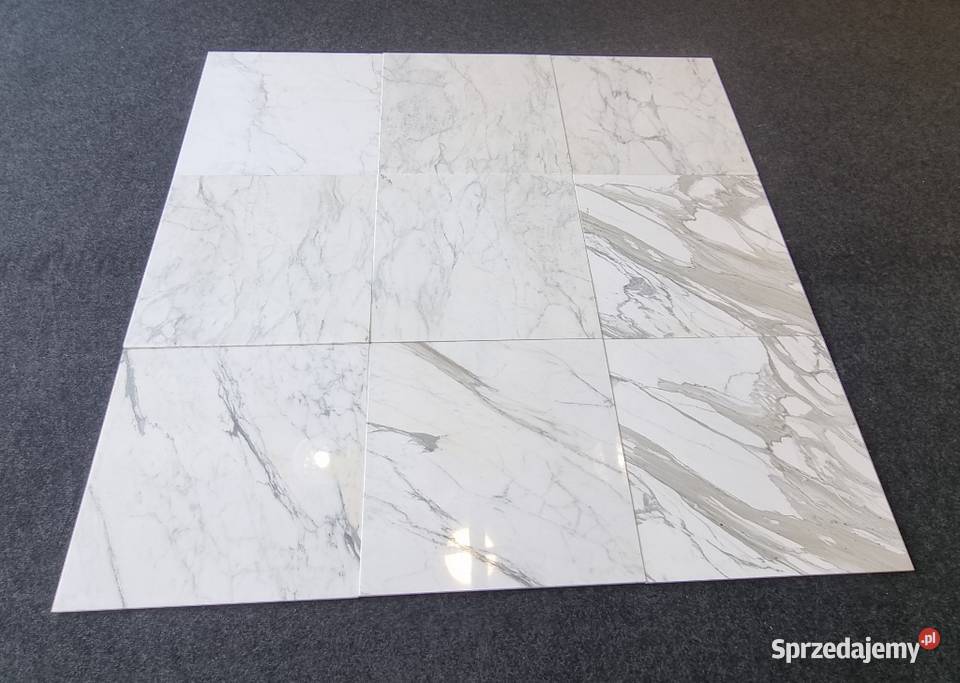PŁYTKI MARMUROWE BIANCO CALACATTA DUŻE 60X60X1 Bielawa