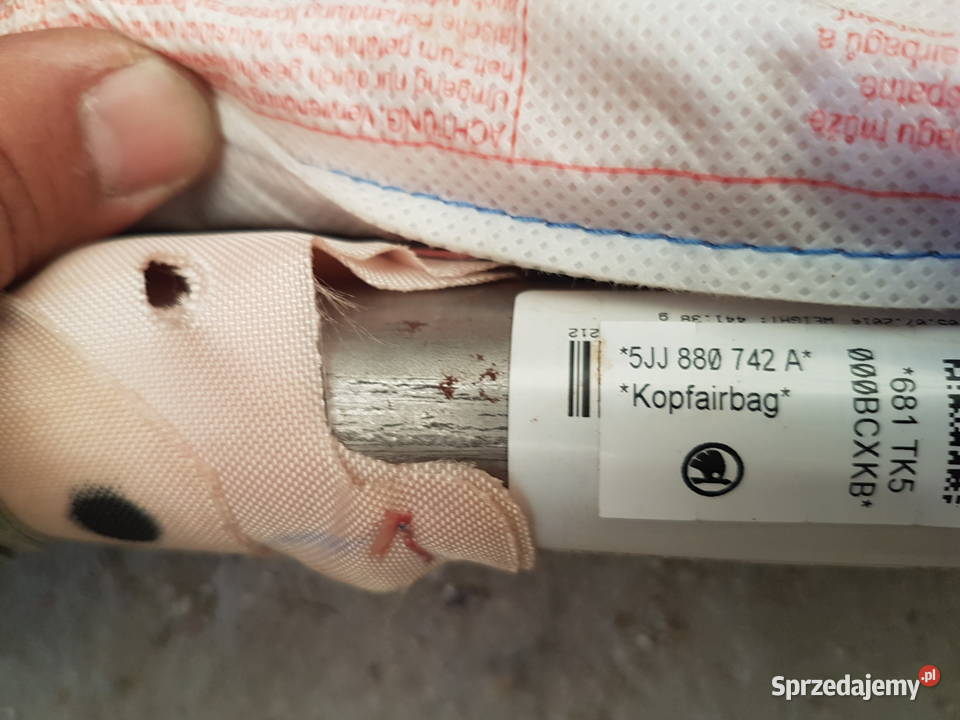 SKODA RAPID SPACEBACK KURTYNA POWIETRZNA PRAWA osobowe Poduszki powietrzne wielkopolskie sprzedam