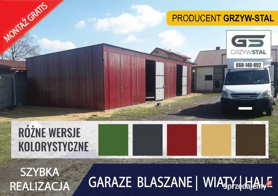 Garaż Blaszany MAGAZYNWiata Garażowa Blaszana 411zł/m2 Lublin