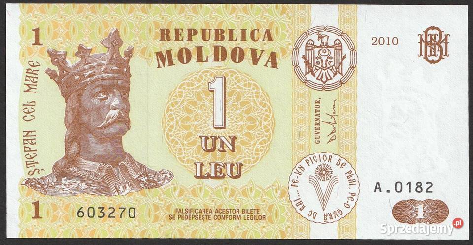 MOŁDAWIA 1 LEU 1992 UNC Łódź