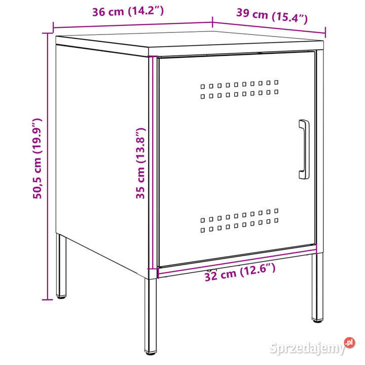 Szafki nocne 2 czarne 36x39x505 stal WM842911