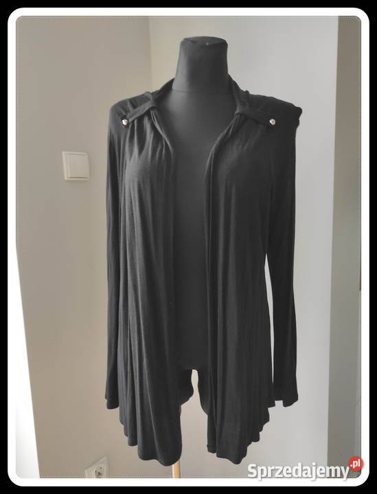 Lekki czarny sweterek narzutka kardigan 36 S Bez wzoru Płock