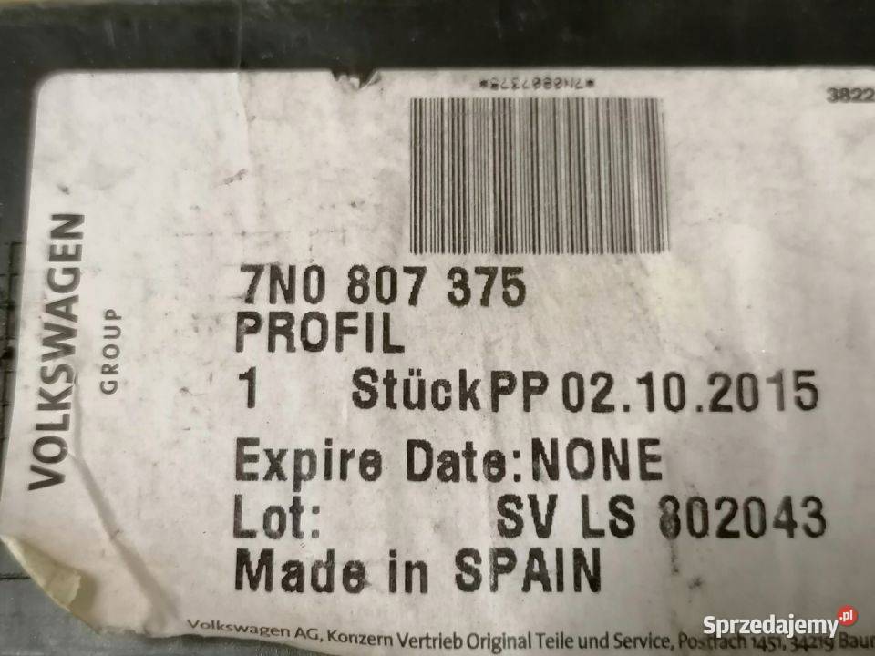 VW SHARAN ŚLIZG ZDERZAK LEWY TYŁ 7N0807393A sprzedam