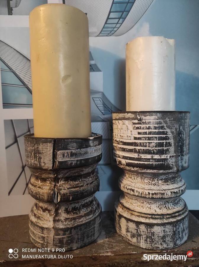 Rustykalny Świecznik drewniany ręcznie toczony Bydgoszcz sprzedam