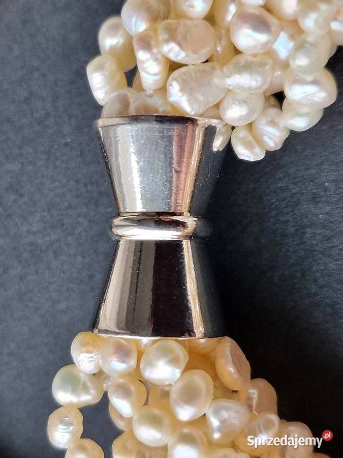BIAŁE BAROKOWE PERŁY NATURALNE NASZYJNIK I śląskie