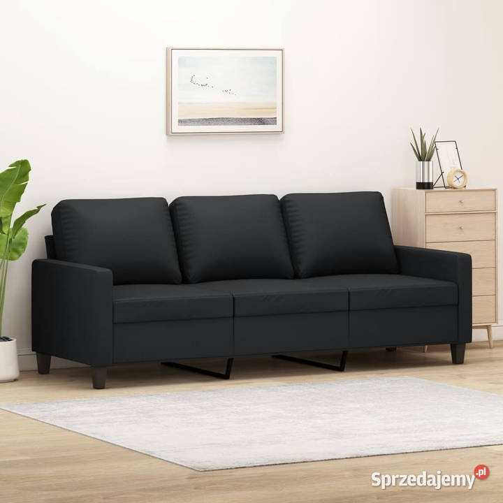 3osobowa sofa czarna 180 obita sztuczną skórą Warszawa sprzedam