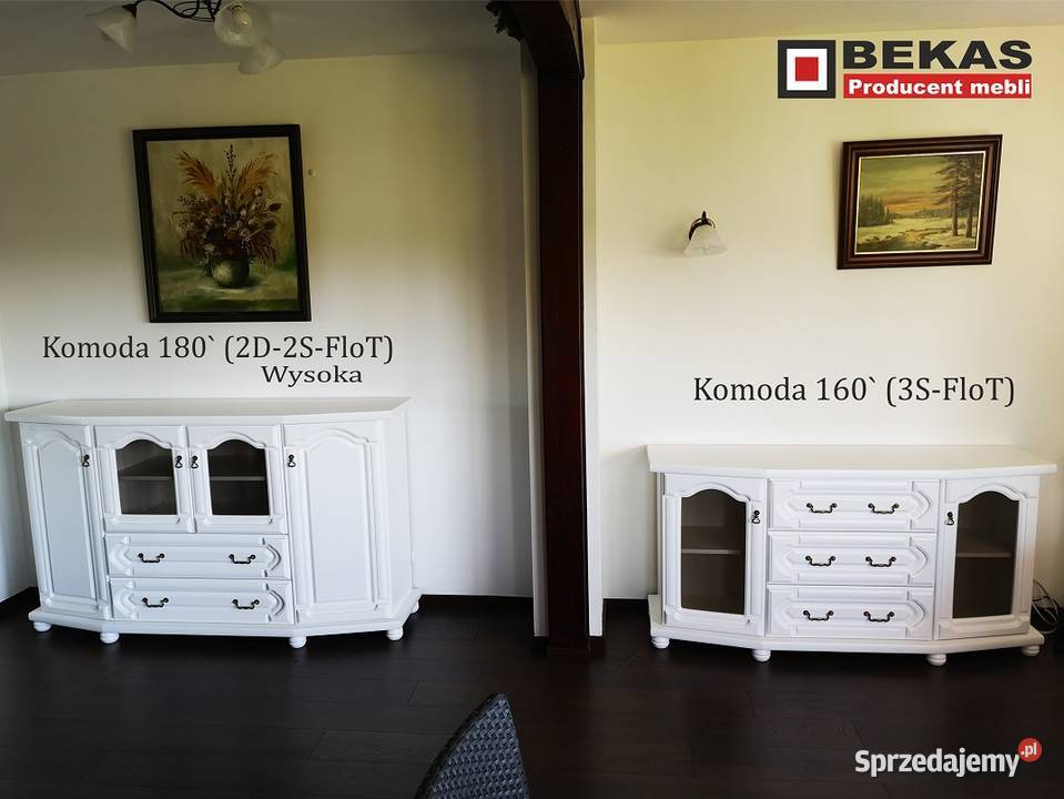 Stylowa Komoda 180 wysoka 2D4S Biały Dąb Bekas Gorzów Wielkopolski