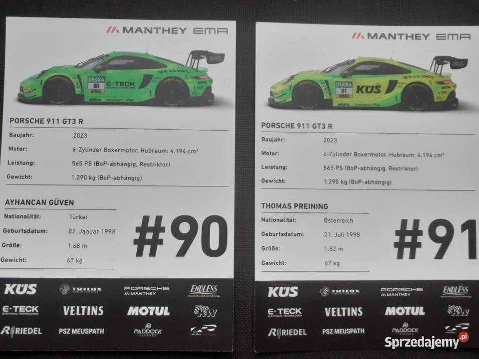 Manthey Racing Porschekarty sprzedam