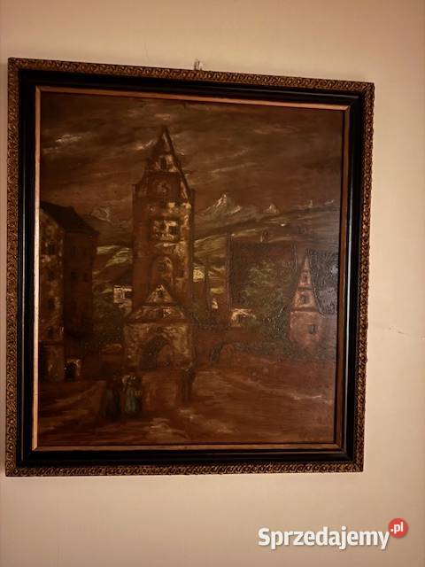 Obraz stary z czasów PRL lata60te antyk w ramie śląskie Częstochowa