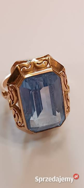 Złoty pierścionek pr 14 830 gram Topaz II poł XX Kraków