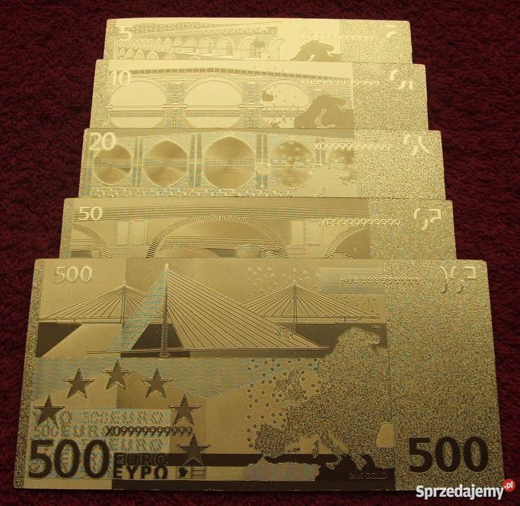 EUROPA EURO 24 KARAT GOLD Banknoty Zestaw 5 Katowice