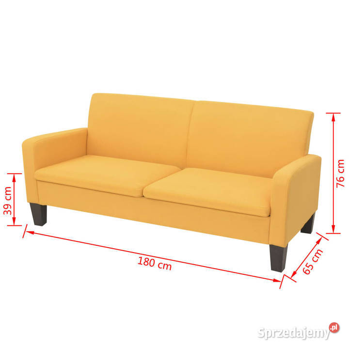 Sofa 3osobowa żółta 180 x 65 x 76 WM244713 Warszawa sprzedam