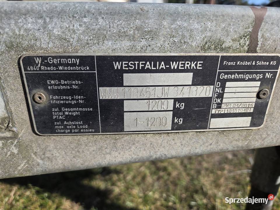 Przyczepka samochodowa WestfaliaWerke 1200 Chojnice