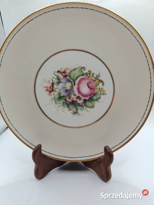 Talerz kwiatowy wzór złocenia Dania Zamość