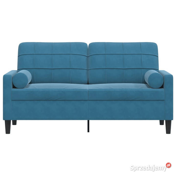 2osobowa sofa z poduszkami niebieska 140 aksamit Warszawa