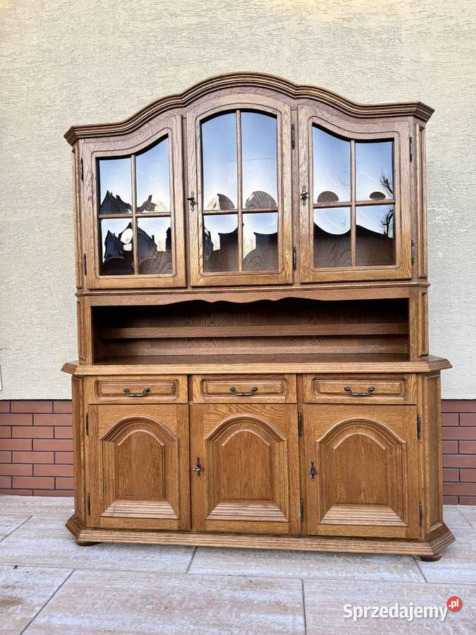 Kredens dębowy stylowy witryna regał biblioteka